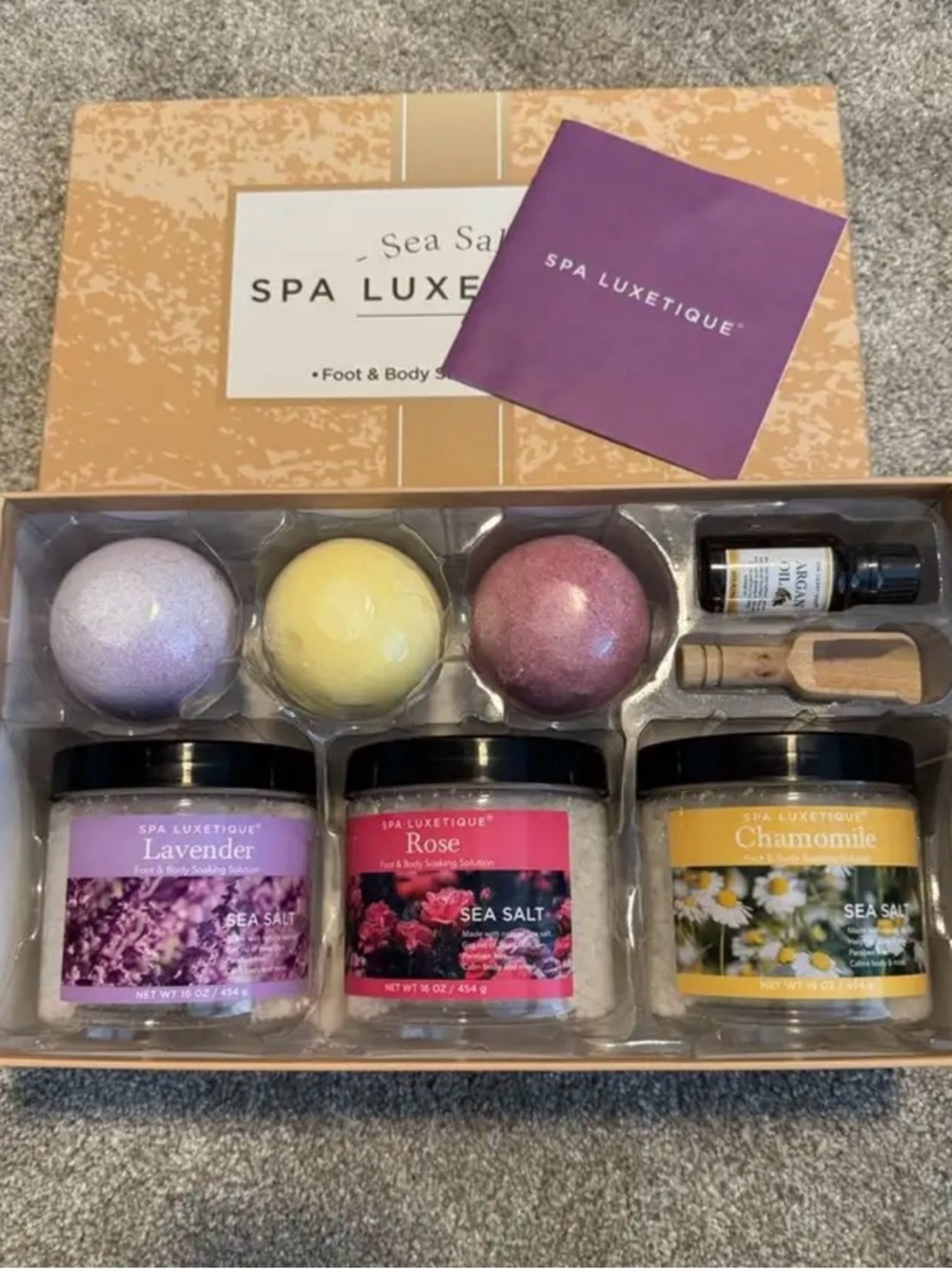 Lavender, Rose & Chamomile Bath Set - Lavender/Yellow/Purple Spa Kit NEW